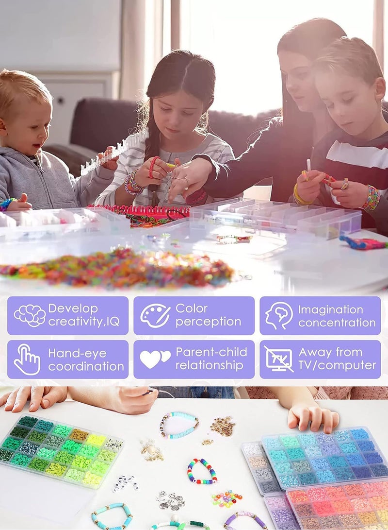 مس تيارا أكثر من 10000 خرز من الطين لصنع الأساور - مجموعة مجوهرات يمكنك صنعها بنفسك مع دلايات متدلية، وخيوط مرنة، و72 لونًا من الخرز المسطح للأساور والقلائد والأقراط - Image 5