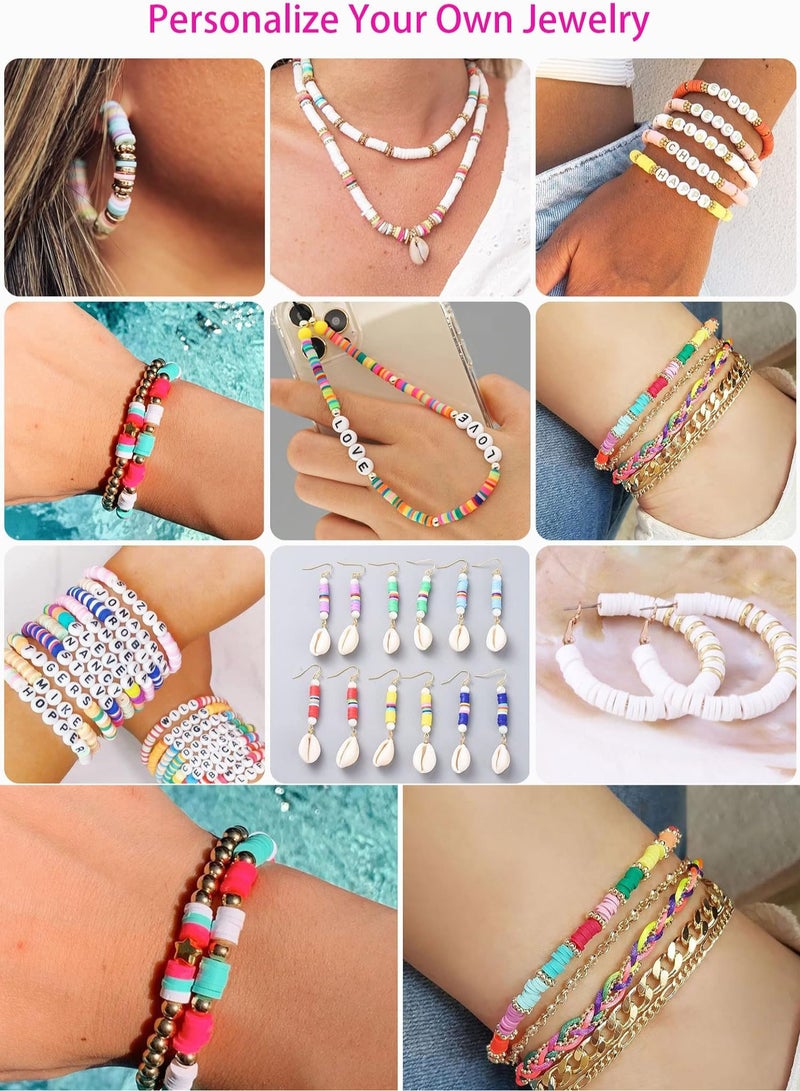 مس تيارا أكثر من 10000 خرز من الطين لصنع الأساور - مجموعة مجوهرات يمكنك صنعها بنفسك مع دلايات متدلية، وخيوط مرنة، و72 لونًا من الخرز المسطح للأساور والقلائد والأقراط - Image 4