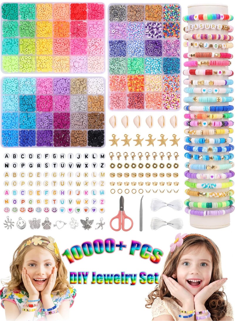 مس تيارا أكثر من 10000 خرز من الطين لصنع الأساور - مجموعة مجوهرات يمكنك صنعها بنفسك مع دلايات متدلية، وخيوط مرنة، و72 لونًا من الخرز المسطح للأساور والقلائد والأقراط - Image 1