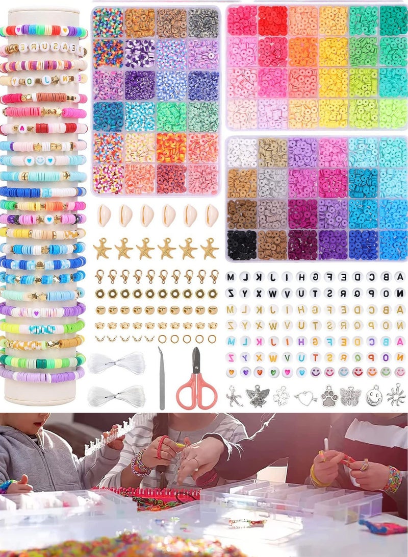 مس تيارا أكثر من 10000 خرز من الطين لصنع الأساور - مجموعة مجوهرات يمكنك صنعها بنفسك مع دلايات متدلية، وخيوط مرنة، و72 لونًا من الخرز المسطح للأساور والقلائد والأقراط - Image 2