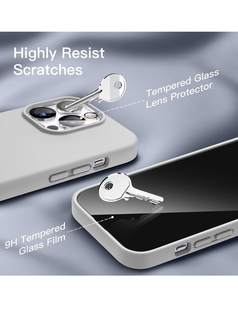 Raxoom 5 in 1 Silicone Case for iPhone 14 Pro Max 6.7-Inch, with 2-Pack Screen Protector and 2-Pack Camera Lens Protector, Full Coverage Tempered Glass Film, Shockproof Phone Cover (Silver) - Image 4