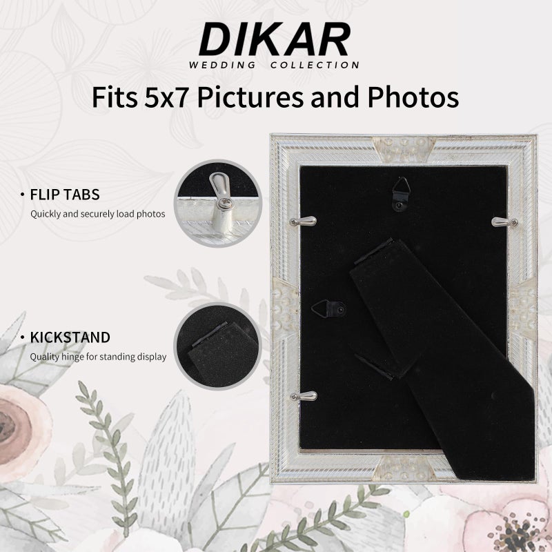 DIKAR 5x7 Picture Frame with Pearls for Couples, Wedding Picture Frames for Horizontal and Vertical Tabletop Display (cream) - Image 5