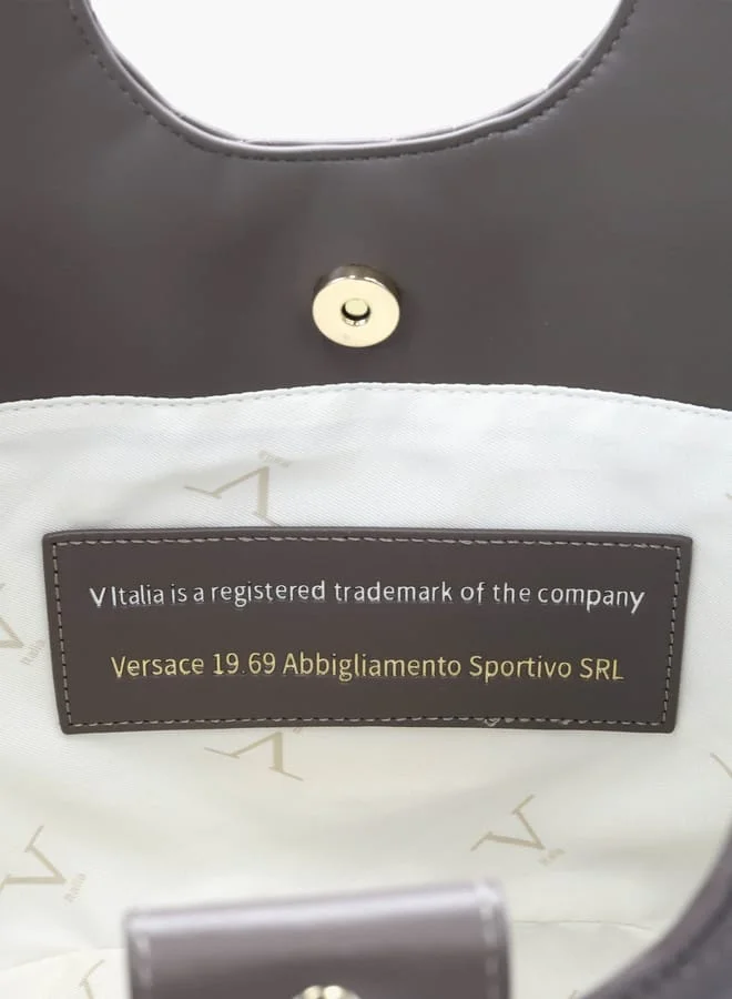 V Italia Quilted Tote Bag with Double Handle and Button Closure