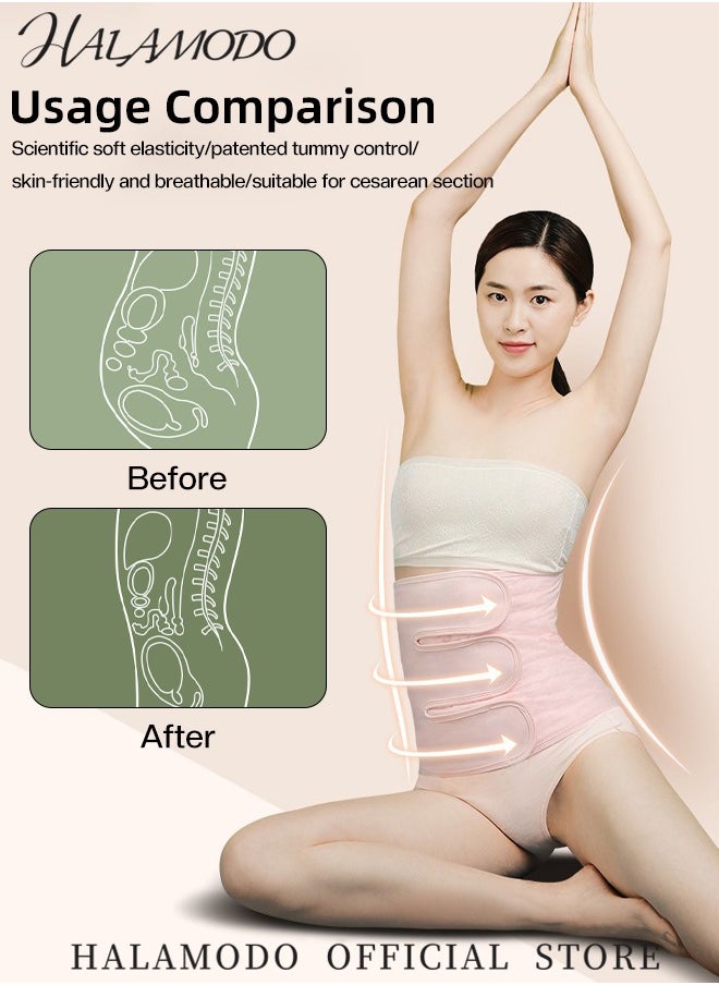 HALAMODO - Women's Postpartum Girdle Corset Waist Trainer Recovery Belly Band Wrap Belt Wrap Waist Cincher Corset Shapewear with Velcro Abdominal Binder Compression Wrap - Image 1
