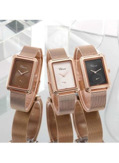 Chenxi Rectangular Female Watch Rose Gold Mesh with Quartz Watch Waterproof Ladies Watch 090A  - Image 4