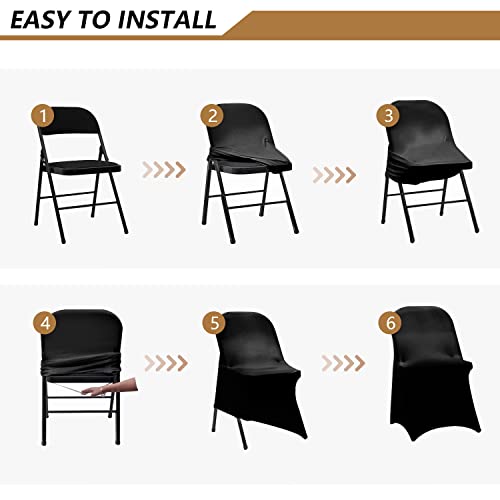 ManMengJi Spandex Folding Chair Covers, Black Folding Chair Slipcovers 6 PCS, Universal Fitted Chair Slipcovers for Wedding, Party, Banquet, Holidays, Celebration - Image 5
