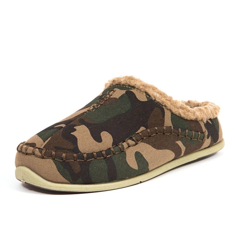 Deer Stags Kids Lil Nordic Canvas Slipper in Camo 7 Big Kid