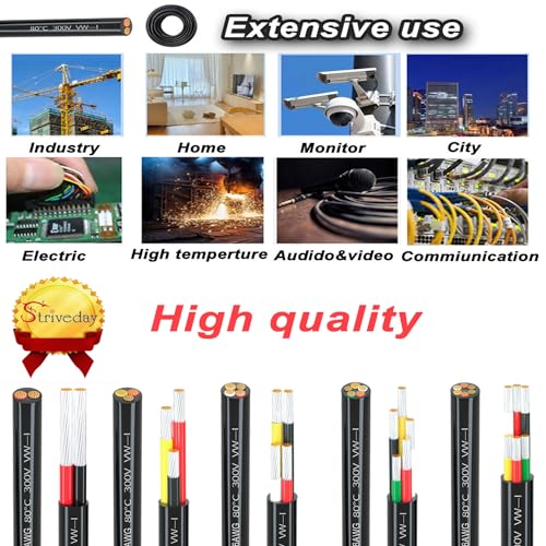 striveday 28 Gauge Wire, 2-Conductor Electrical Wire. 28 AWG Stranded Flexible PVC Tinned Copper 28/2 Cord Extension Cable is Used for LED Lamp Lighting, Automotive, Speaker, Audio, Power, etc. (33FT - 10M). - Image 2