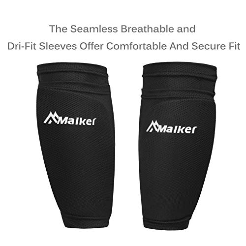 Malker Soccer Shin Guards for Kids Youth Adults Shin Guards Pads with Lower Leg Sleeves, Lightweight and Compact, Protective Soccer Equipment (White L) - Image 3