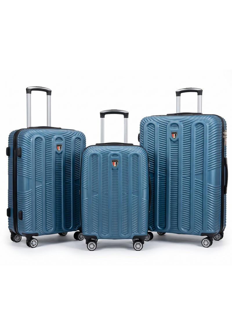 Asfar XT-124 Set of 3 Luggage Bags (28/24/20) Inch | Hard Case Travel Bag Trolley Luggage ABS Lightweight Suitcase with 4 Spinner Wheels| Blue - Image 1
