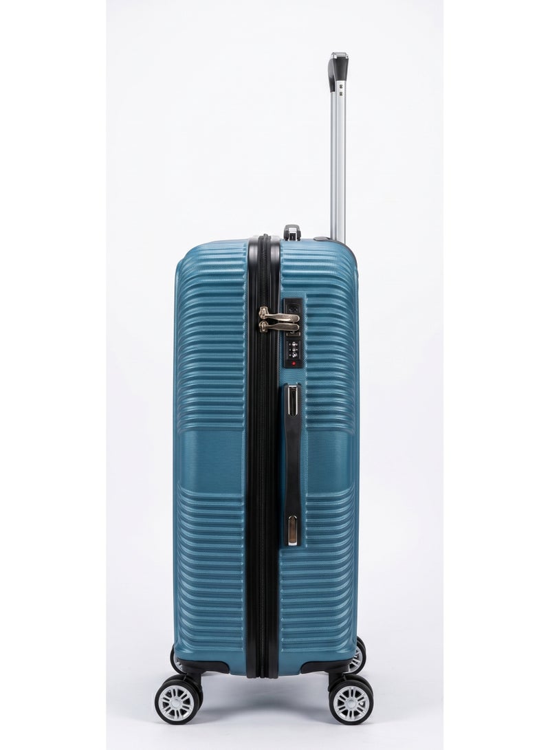 Asfar XT-124 Set of 3 Luggage Bags (28/24/20) Inch | Hard Case Travel Bag Trolley Luggage ABS Lightweight Suitcase with 4 Spinner Wheels| Blue - Image 3