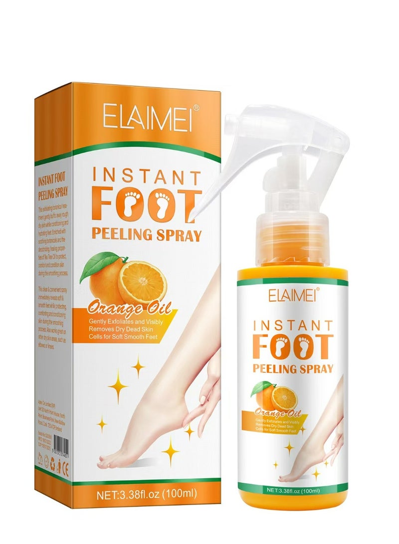 إليمي Fashion Base Foot Spray Foot Peel Spray Quickly Callus Removal 100mL Foot Peeling Spray for Cracked Foot Dead Skin Foot Care (Orange 100mL) - Image 1