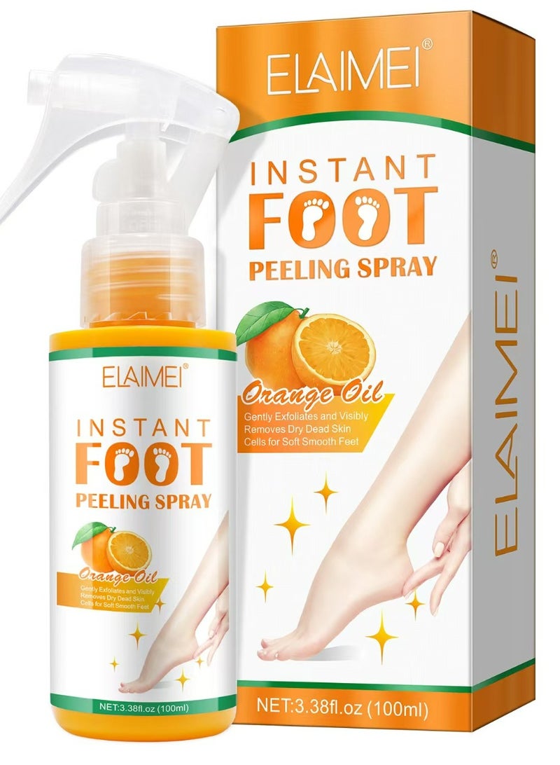 إليمي Fashion Base Foot Spray Foot Peel Spray Quickly Callus Removal 100mL Foot Peeling Spray for Cracked Foot Dead Skin Foot Care (Orange 100mL) - Image 2