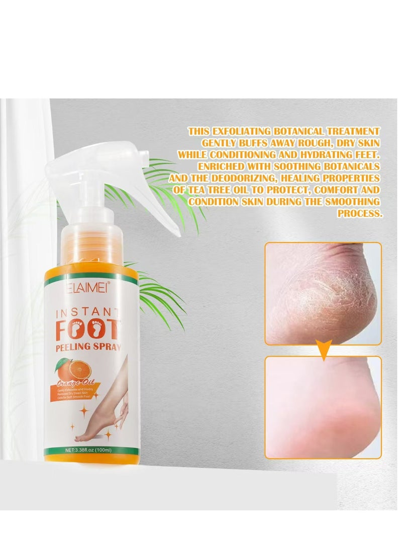 إليمي Fashion Base Foot Spray Foot Peel Spray Quickly Callus Removal 100mL Foot Peeling Spray for Cracked Foot Dead Skin Foot Care (Orange 100mL) - Image 3