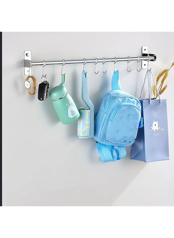 Large 8 Hooks Stainless Steel Kitchen Hanging Rod Rust Proof Utensil Rack Easy Installation - Image 2