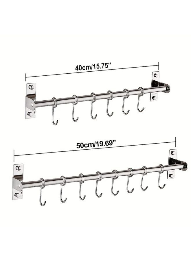 Large 8 Hooks Stainless Steel Kitchen Hanging Rod Rust Proof Utensil Rack Easy Installation - Image 4