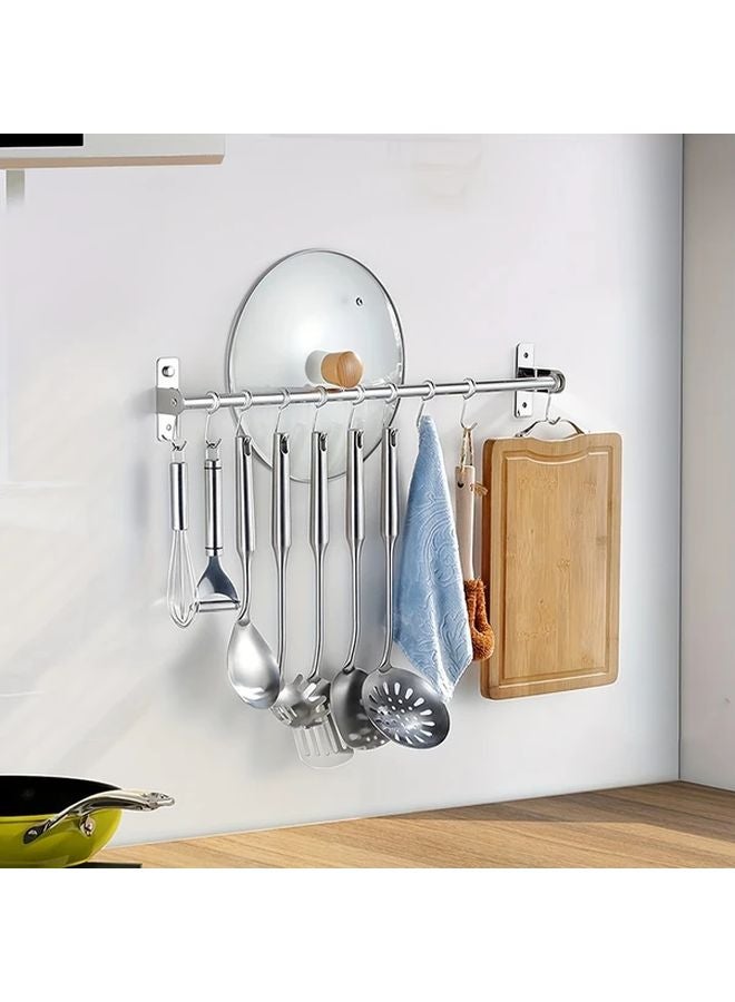 Large 8 Hooks Stainless Steel Kitchen Hanging Rod Rust Proof Utensil Rack Easy Installation - Image 5