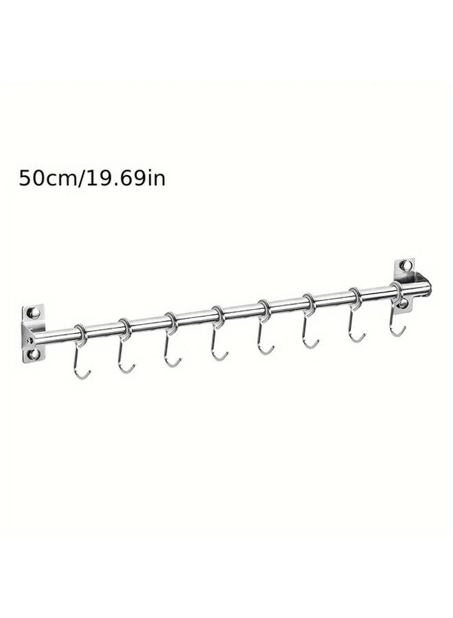 Large 8 Hooks Stainless Steel Kitchen Hanging Rod Rust Proof Utensil Rack Easy Installation - Image 1