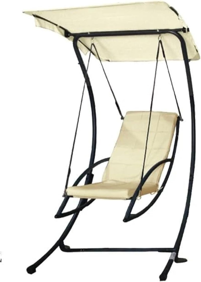 Harmony Home كرسي أرجوحة خارجي هارموني هوم لشخص واحد مع مظلة للحديقة الخارجية، بجانب المسبح، الشرفة، أرجوحة محبة مع مساند ذراعين، إطار فولاذي مقاوم للعوامل الجوية - Image 2