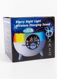 Generic Bluetooth Speaker with Lights, 15W Wireless Charger with Ambient Lighting, 5 in 1 Galaxy Star Projector Table Lamp and Alarm Clock, Night Light Bedside Lamp for Bedroom Home Decor Birthday Gifts  - Image 3