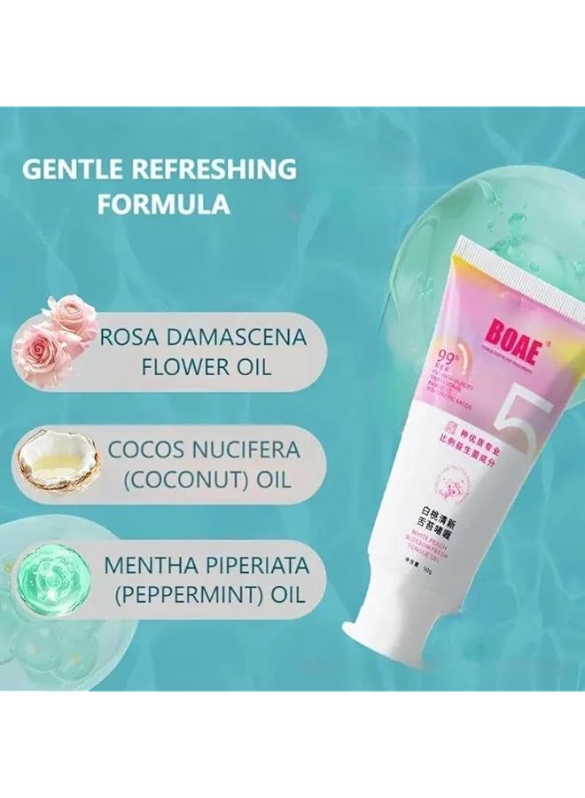 BOAE Tongue Cleaner Gel With ToothBrush, 50g, 3 Flavors Available (Camellia, White Peach Flower, Mint) (Tongue Cleaner Gel Fresh Mint 50g) - Image 3