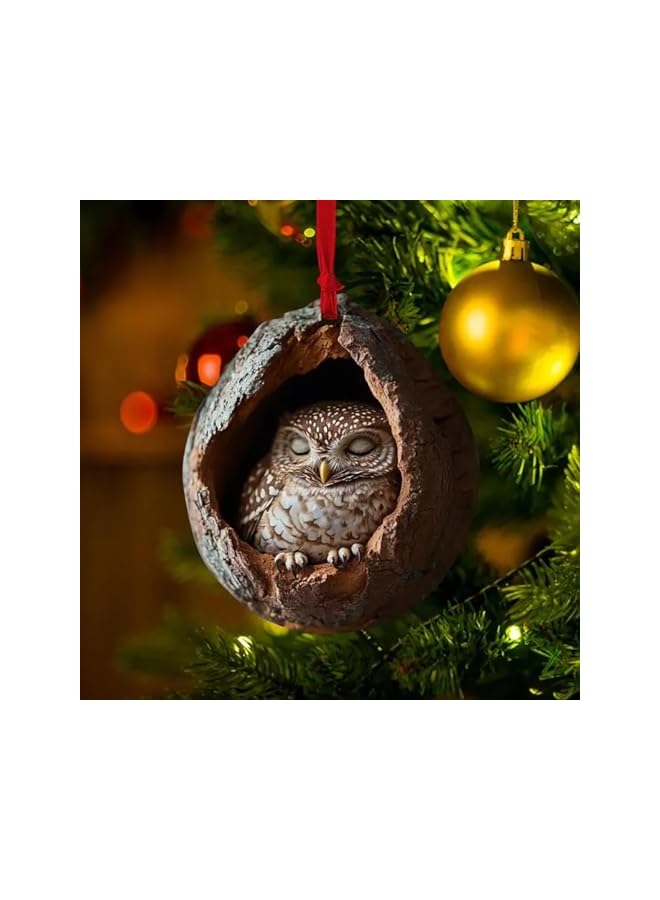 The Bros Animal Christmas Tree Decorations, Family Christmas Decorations, Christmas Tree Animal Patterns 2D Acrylic Decorations, Christmas Tree Forest Animal Decorations (Owl D) - Image 2
