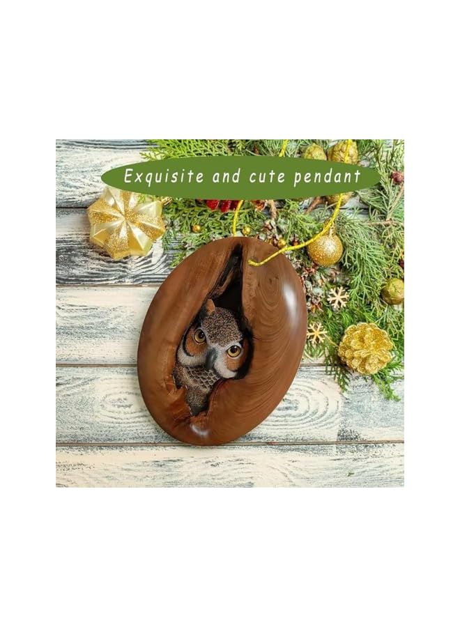 The Bros Animal Christmas Tree Decorations, Family Christmas Decorations, Christmas Tree Animal Patterns 2D Acrylic Decorations, Christmas Tree Forest Animal Decorations (Owl D) - Image 4