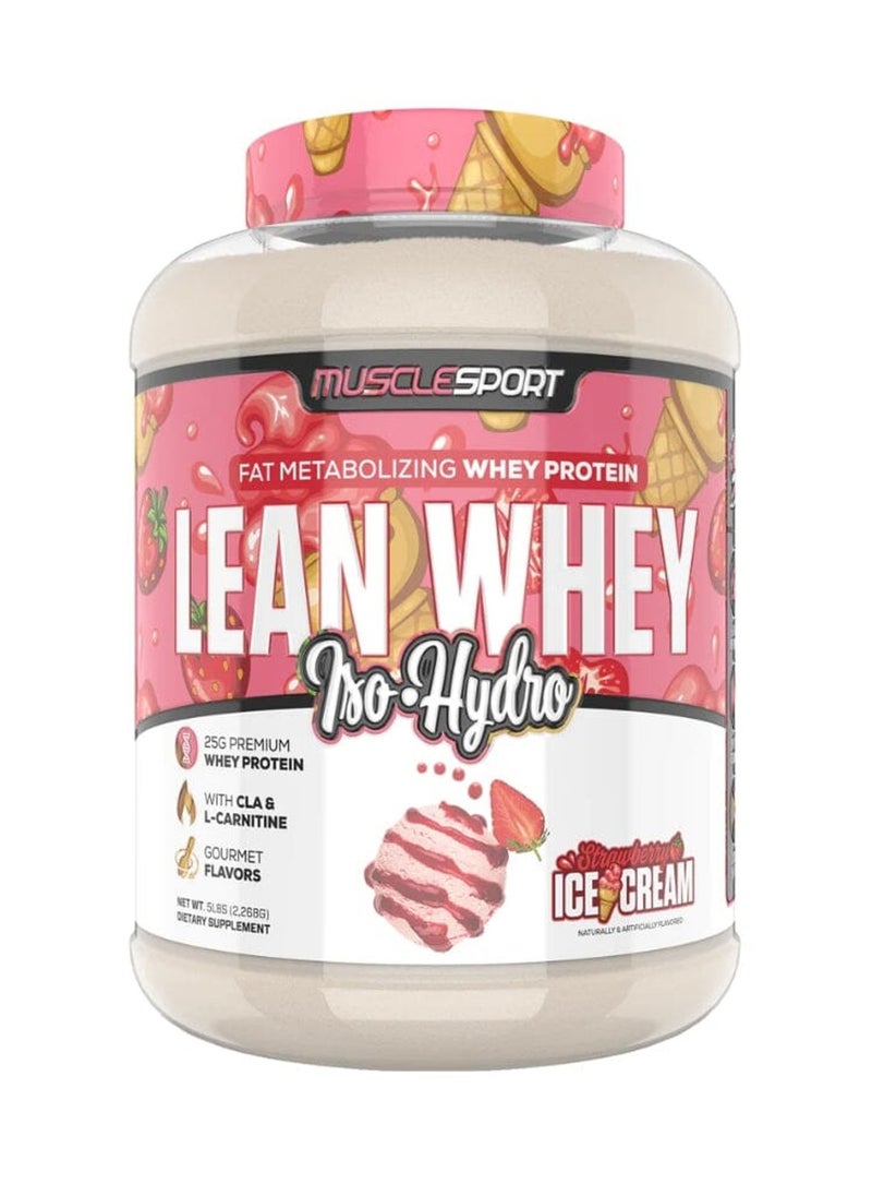 MUSCLE SPORT LEAN WHEY ISO HYDRO 5LB WHEY PROTEIN STRAWBERRY ICE CREAM