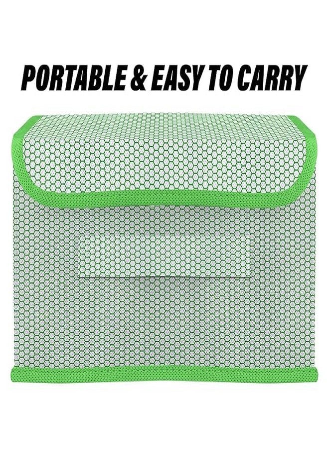 JIGVA Non‑Woven Fabric Closet Organizer Set – 2 Rectangular Foldable Bins with Lid & Side Handle, Stackable Storage Boxes (Multicolor, Wardrobe/Drawer Use) - Image 3
