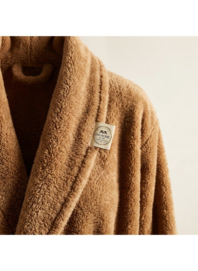 TM HOME Unisex Bathrobe, 100% Natural Cotton, Soft and Highly Absorbent, Premium Hotel Quality, Camel - Image 4