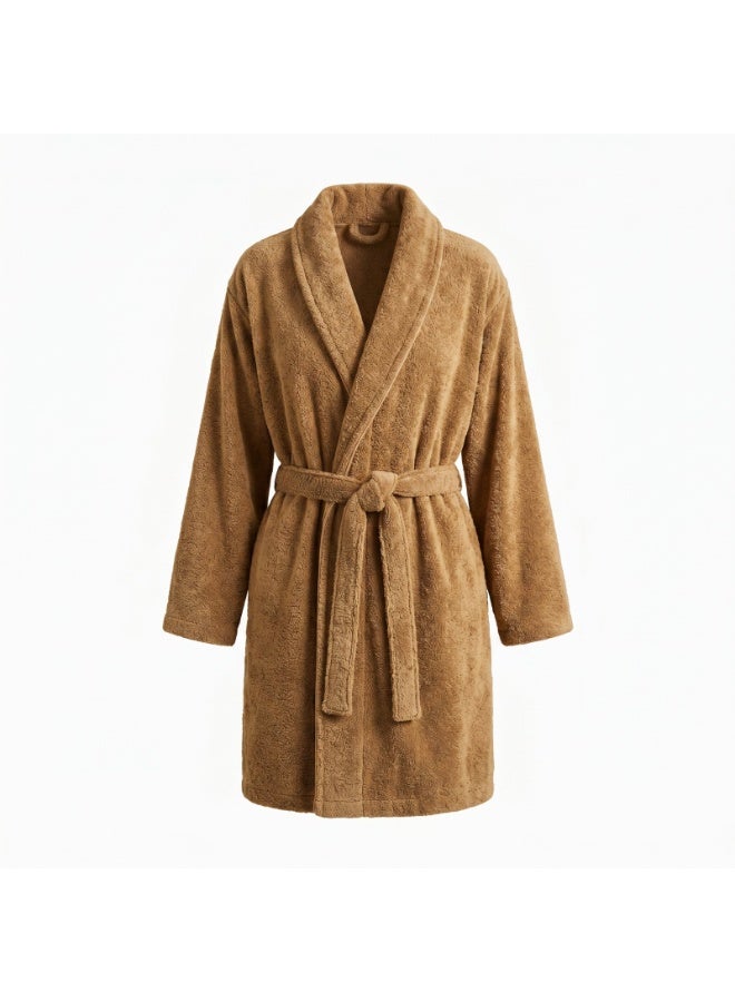 TM HOME Unisex Bathrobe, 100% Natural Cotton, Soft and Highly Absorbent, Premium Hotel Quality, Camel - Image 1