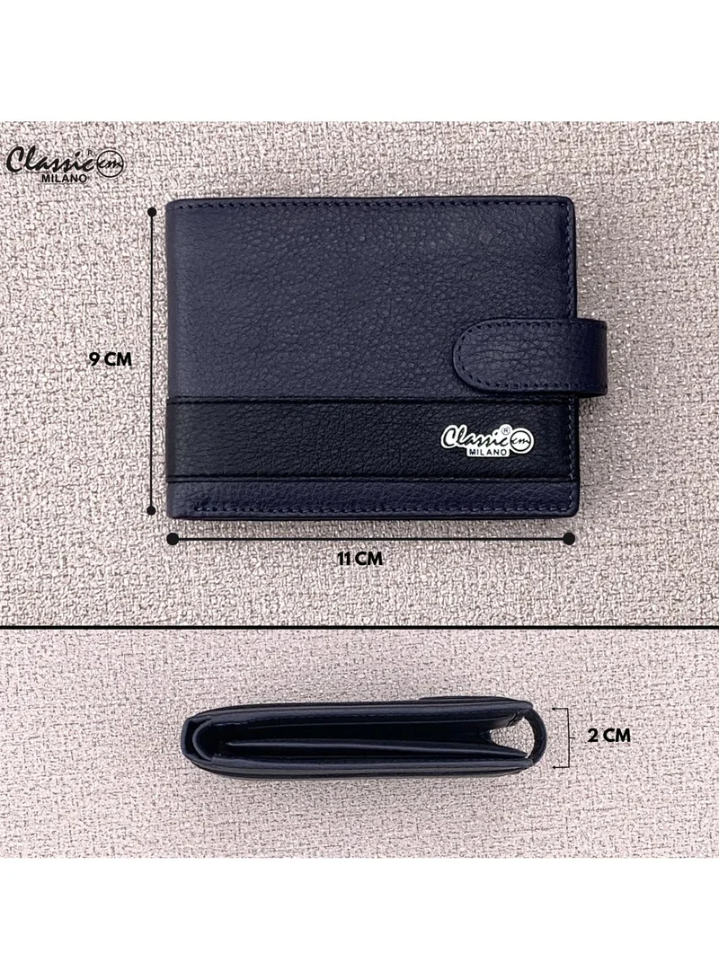 Classic Milano Blue Black (CNH-12) Classic Milano Genuine Leather Wallet for Men – Slim Bifold Men’s Wallet with RFID Blocking, Multiple Card Slots – Stylish Mens Purse Wallets Gift for Husband, Father for Men | Best Price UAE