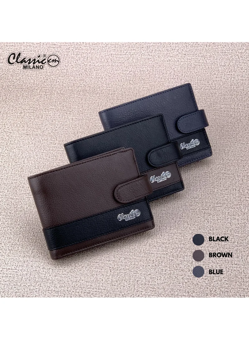 Classic Milano Blue Black (CNH-12) Classic Milano Genuine Leather Wallet for Men – Slim Bifold Men’s Wallet with RFID Blocking, Multiple Card Slots – Stylish Mens Purse Wallets Gift for Husband, Father for Men | Best Price UAE