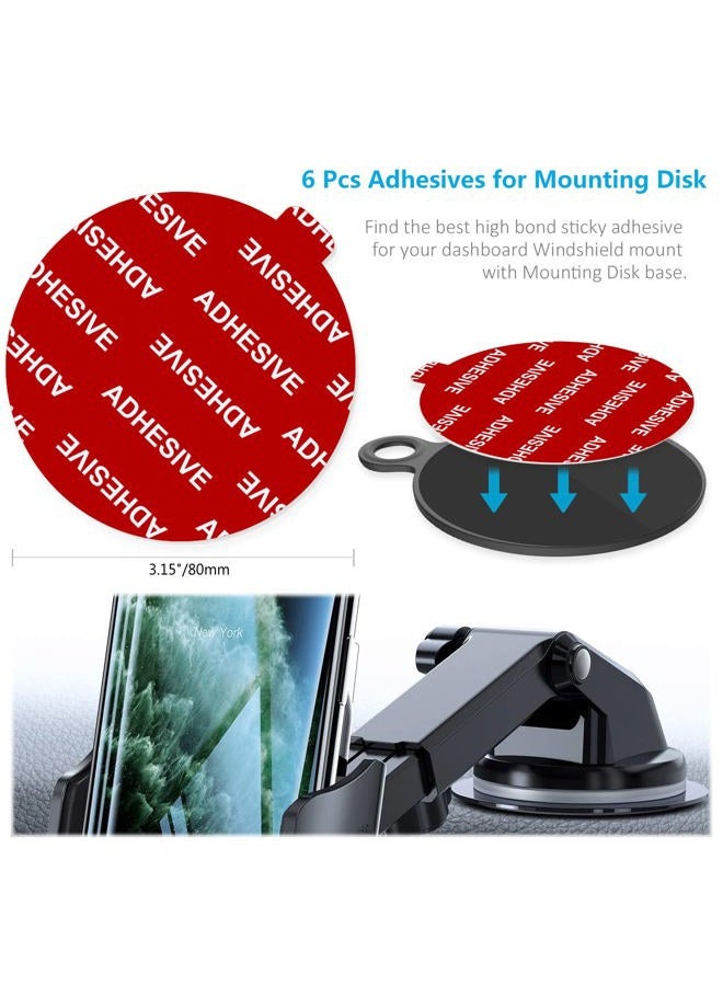 PKYAA Dashboard Pad Mounting Disk Sticky Adhesive Replacement Kit, 6pcs 3.15"(80mm) Circle Heat Resistant Double-Sided Stickers for Suction Cup Car Phone Holder Disc & Windshield Dash Cam - Image 2