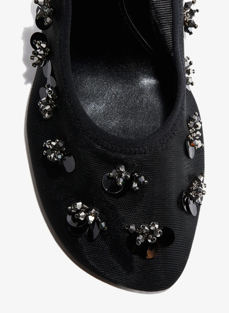 H&M Embellished mesh slingbacks