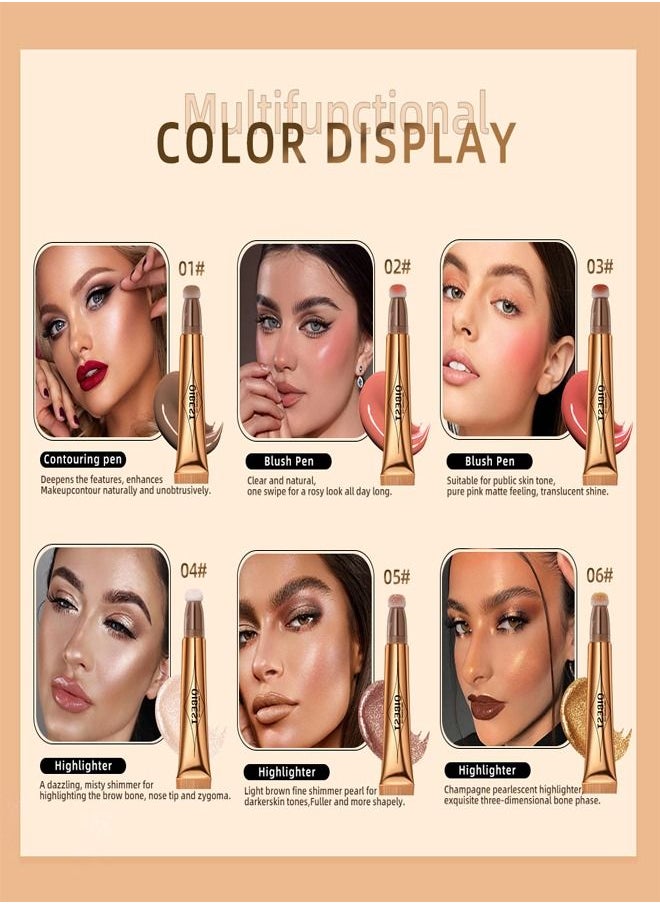QiBest - Multi-Functional Highlighter Makeup Pen,Pearl Fine Flash,Natural Brightening Face Makeup No.04 - Image 1