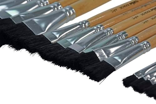 School Smart Black Bristle Paint Brushes with Short Wooden Handles for School and Arts and Crafts Use, Bulk Set of 24 - Image 3