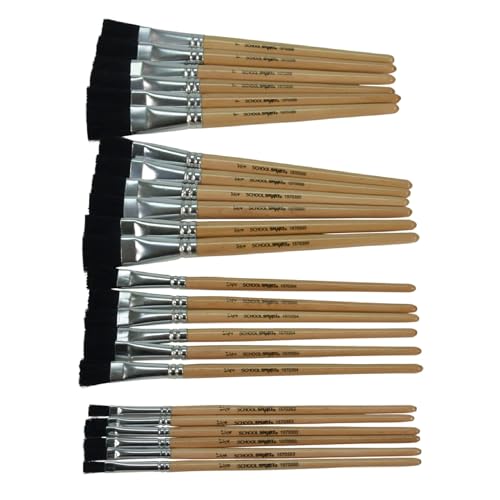 School Smart Black Bristle Paint Brushes with Short Wooden Handles for School and Arts and Crafts Use, Bulk Set of 24 - Image 5