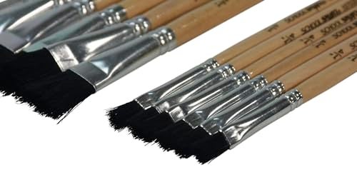 School Smart Black Bristle Paint Brushes with Short Wooden Handles for School and Arts and Crafts Use, Bulk Set of 24 - Image 2