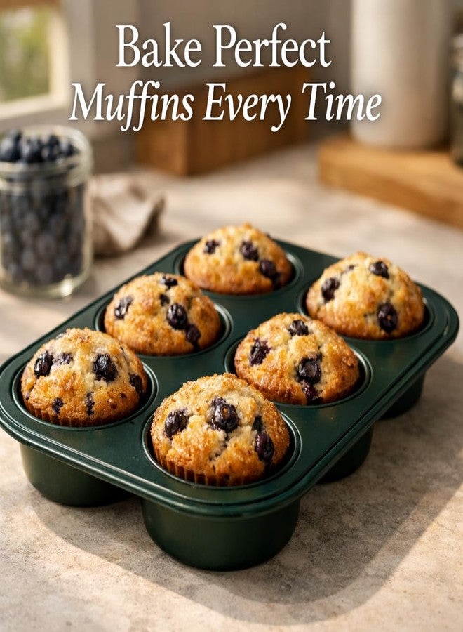 Wee's Beyond Non-Stick Muffin Pan 6 Cup - Easy Release Cupcake Pan 10.5 x 7.5 Inch Carbon Steel Muffin Tray for Baking - Durable Muffin Tins for Cupcakes, Muffins & Mini Cakes - Easy Clean Cupcake Tin - Image 5
