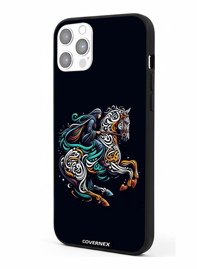 Covernex Apple iPhone 12 Pro Protective Case Cover Printed Featuring Ornamental Horse - Image 1