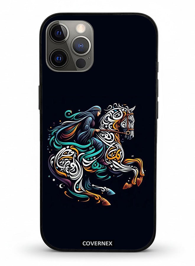 Covernex Apple iPhone 12 Pro Protective Case Cover Printed Featuring Ornamental Horse - Image 2