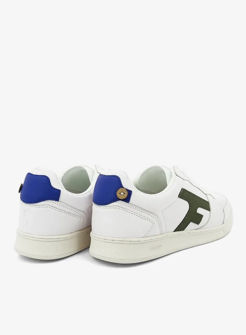 Faguo Hazel - White, Kaki & Blue sneakers in Leather