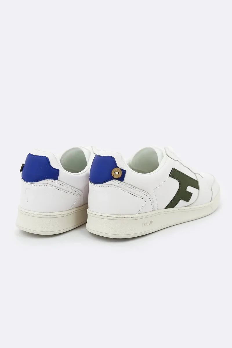 Faguo Hazel - White, Kaki & Blue sneakers in Leather