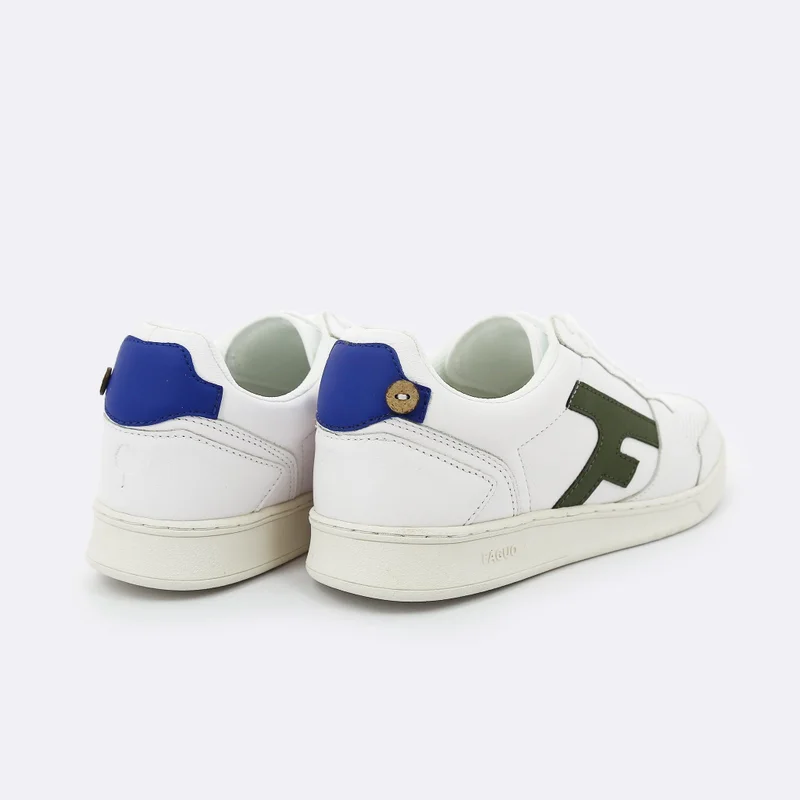 Faguo Hazel - White, Kaki & Blue sneakers in Leather