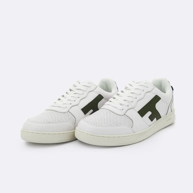 Faguo Hazel - White, Kaki & Blue sneakers in Leather