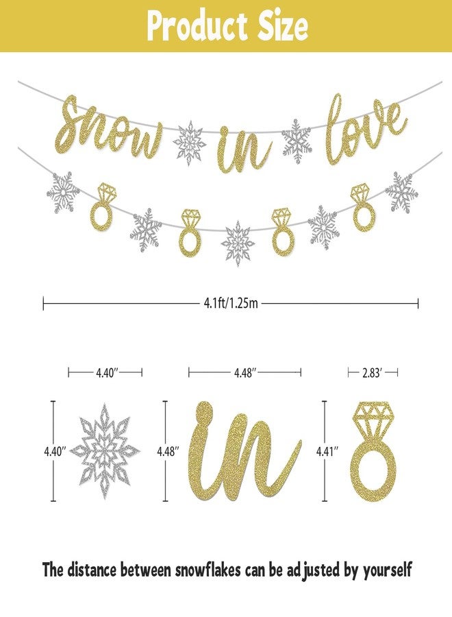 Moitkptt Snow In Love Banner, Glitter Silver Winter Bridal Shower Banner, Winter Wedding Party Decor, Winter Engagement Party Decorations (Gold) - Image 2