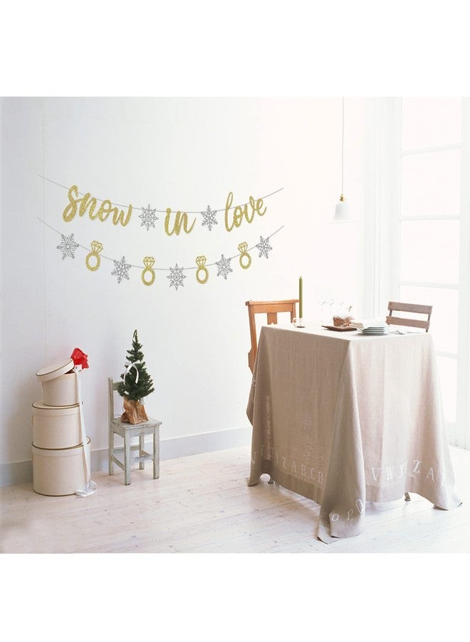 Moitkptt Snow In Love Banner, Glitter Silver Winter Bridal Shower Banner, Winter Wedding Party Decor, Winter Engagement Party Decorations (Gold) - Image 5