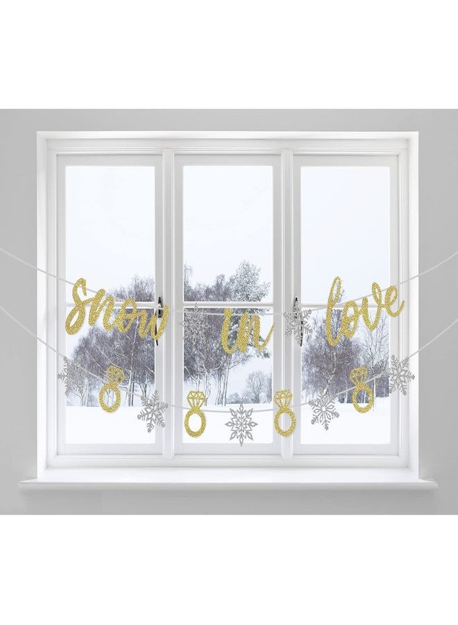 Moitkptt Snow In Love Banner, Glitter Silver Winter Bridal Shower Banner, Winter Wedding Party Decor, Winter Engagement Party Decorations (Gold) - Image 4