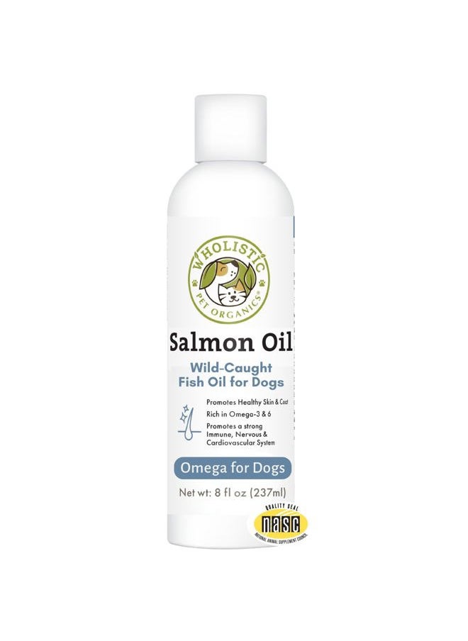 Wholistic Pet Organics Salmon Oil: Deep Sea Wild Alaskan Salmon Oil for Dogs and Cats - Natural Omega 3 Dog Fish Oil Supplement with EPA and DHA for Skin, Coat, Heart and Nervous System Health  - Image 1